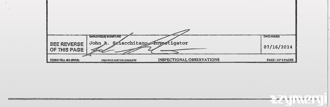 John A. Sciacchitano FDA Investigator