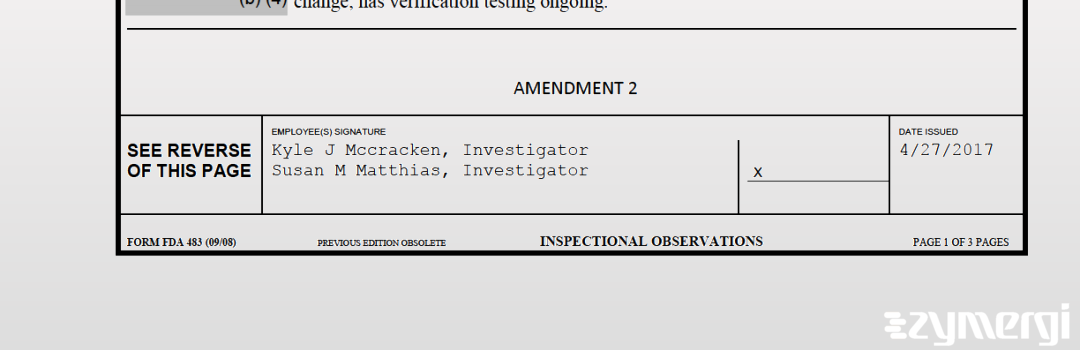 Susan M. Matthias FDA Investigator Kyle J. McCracken FDA Investigator 