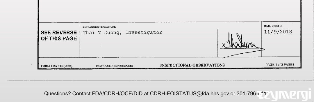 Thai T. Duong FDA Investigator 