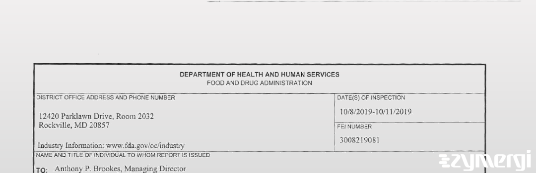 FDANews 483 Botanical Resources Australia-Manufacturing Services Pty Ltd Oct 11 2019 top