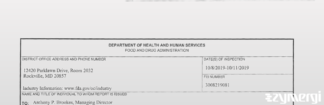FDANews 483 Botanical Resources Australia-Manufacturing Services Pty Ltd Oct 11 2019 top
