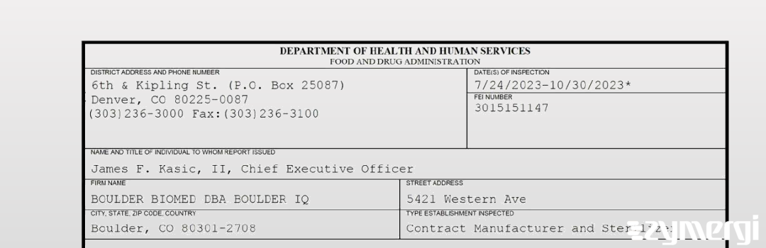 FDANews 483 BOULDER BIOMED DBA BOULDER IQ Oct 30 2023 top