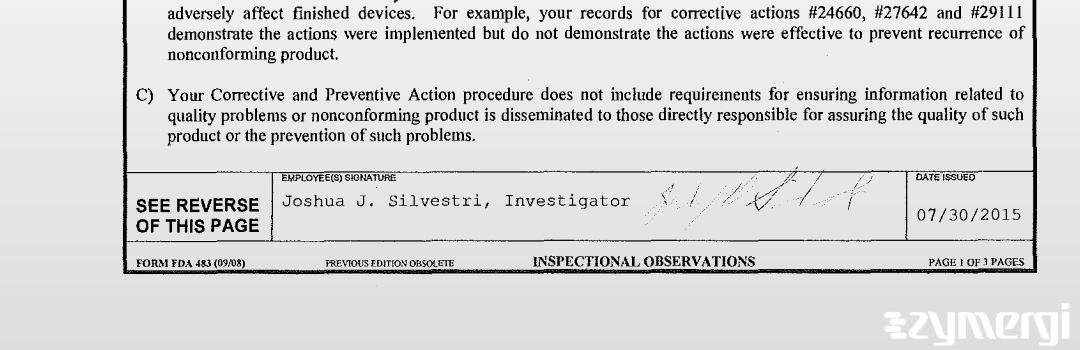 Joshua J. Silvestri FDA Investigator
