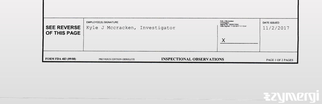 Kyle J. McCracken FDA Investigator 