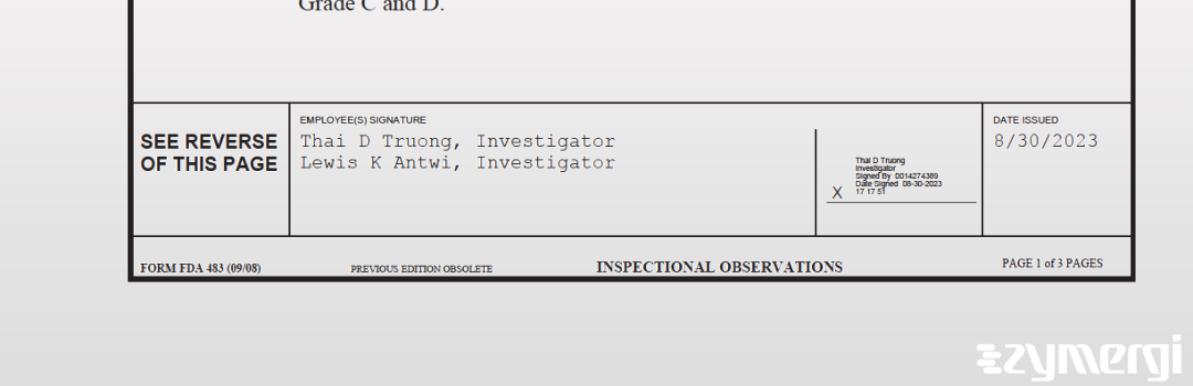 Lewis K. Antwi FDA Investigator Thai D. Truong FDA Investigator 