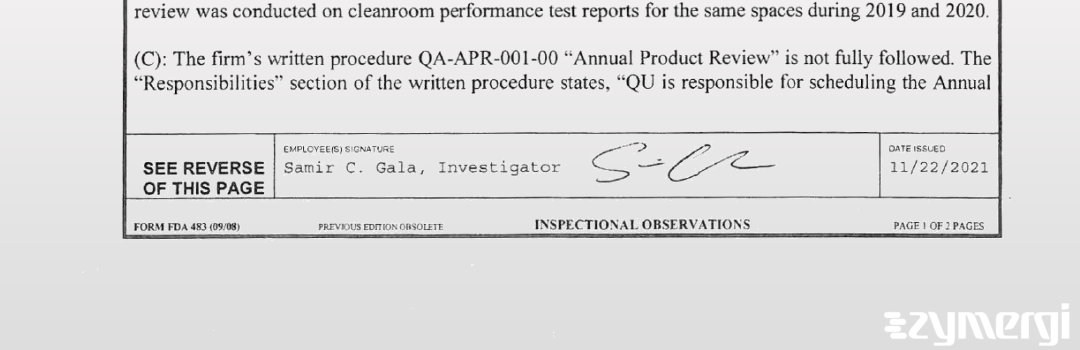 Samir C. Gala FDA Investigator 