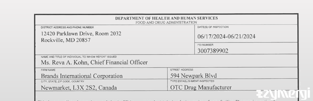 FDANews 483 Brands International Corporation Jun 21 2024 top