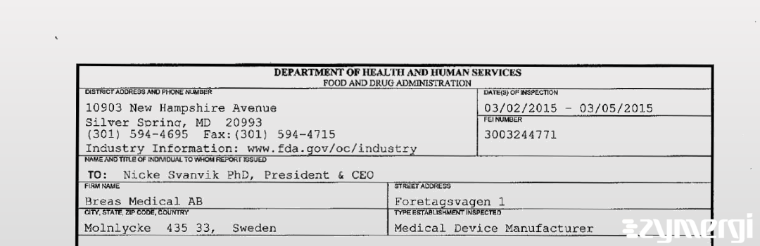 FDANews 483 Breas Medical AB Mar 5 2015 top