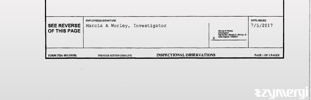 Marcia A. Worley FDA Investigator 