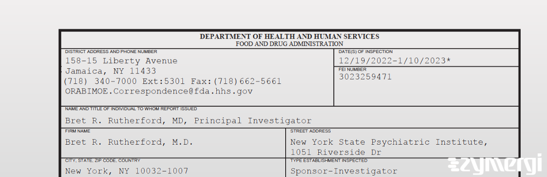 FDANews 483 Bret R. Rutherford, M.D. Jan 10 2023 top