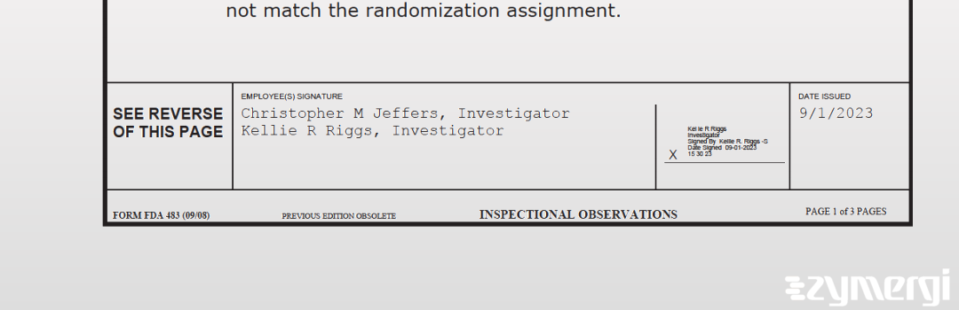 Kellie R. Riggs FDA Investigator Christopher M. Jeffers FDA Investigator 