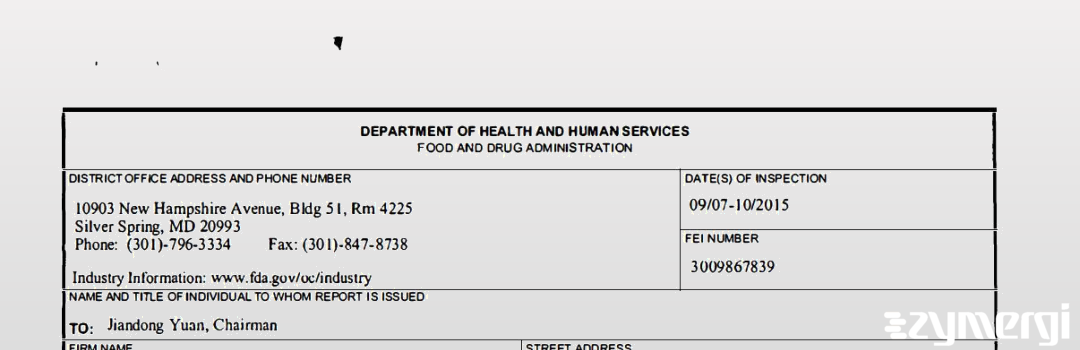 FDANews 483 BrightGene Pharmaceutical Co., Ltd. Sep 10 2015 top