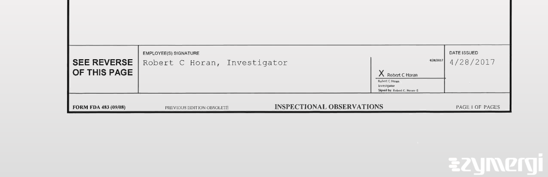 Robert C. Horan FDA Investigator 