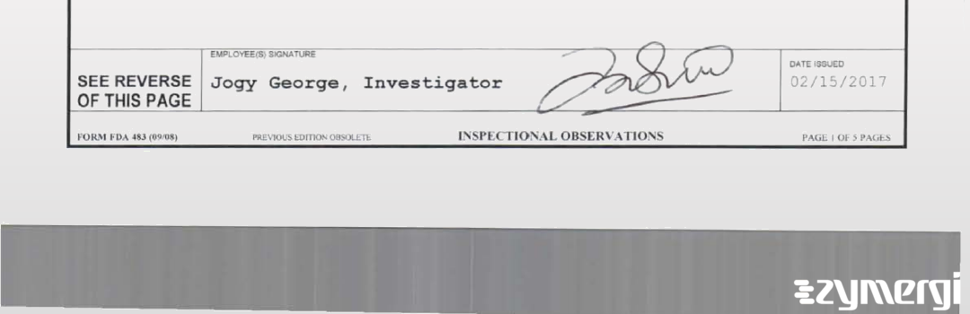 Jogy George FDA Investigator