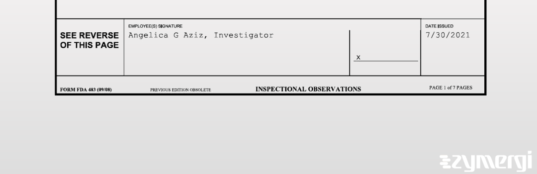 Angelica G. Aziz FDA Investigator