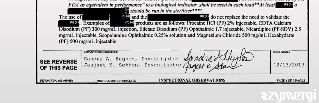 Sandra A. Hughes FDA Investigator Jasjeet K. Sekhon FDA Investigator 