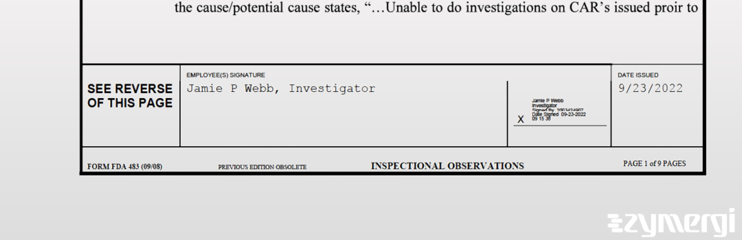Jamie P. Webb FDA Investigator
