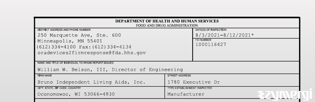 FDANews 483 Bruno Independent Living Aids, Inc. Aug 12 2021 top