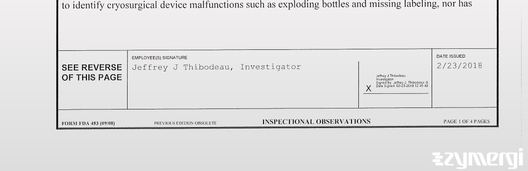 Jeffrey J. Thibodeau FDA Investigator 