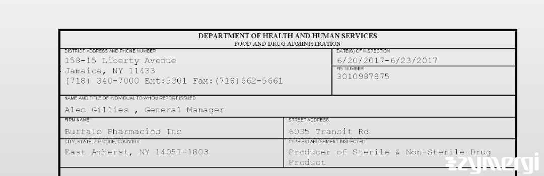 FDANews 483 Buffalo Pharmacies Inc Jun 23 2017 top