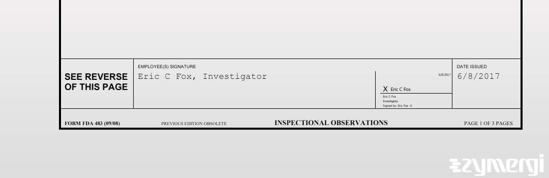 Eric C. Fox FDA Investigator 