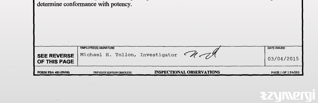 Michael H. Tollon FDA Investigator