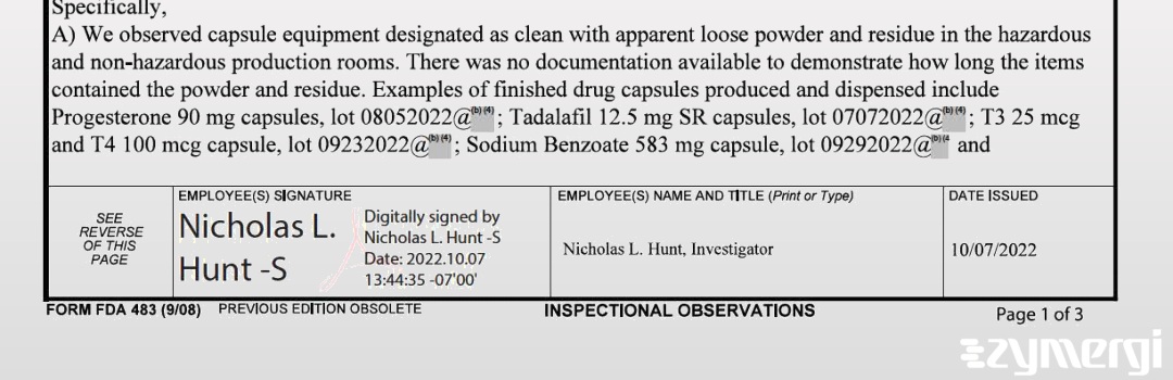 Nicholas L. Hunt FDA Investigator Matthew R. Clabeaux FDA Investigator 