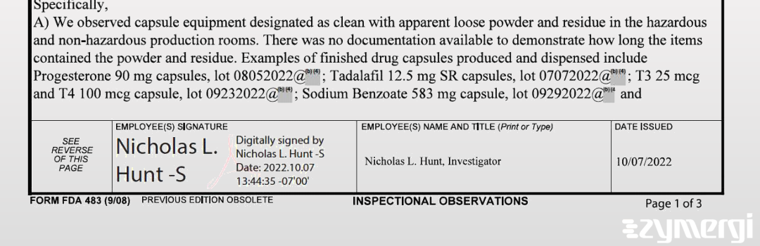Nicholas L. Hunt FDA Investigator Matthew R. Clabeaux FDA Investigator