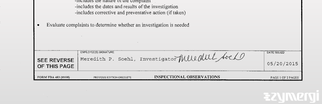 Meredith P. Soehl FDA Investigator