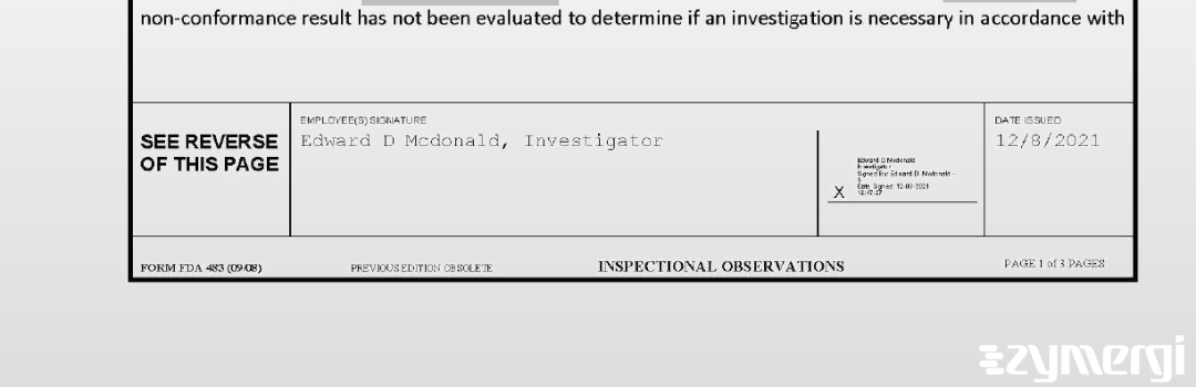 Edward D. McDonald FDA Investigator 