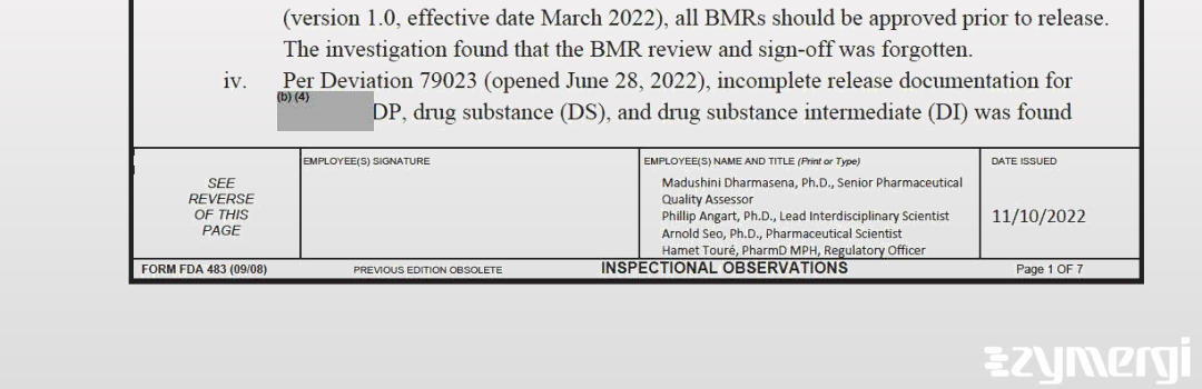 Joanne M. Schlossin FDA Investigator 