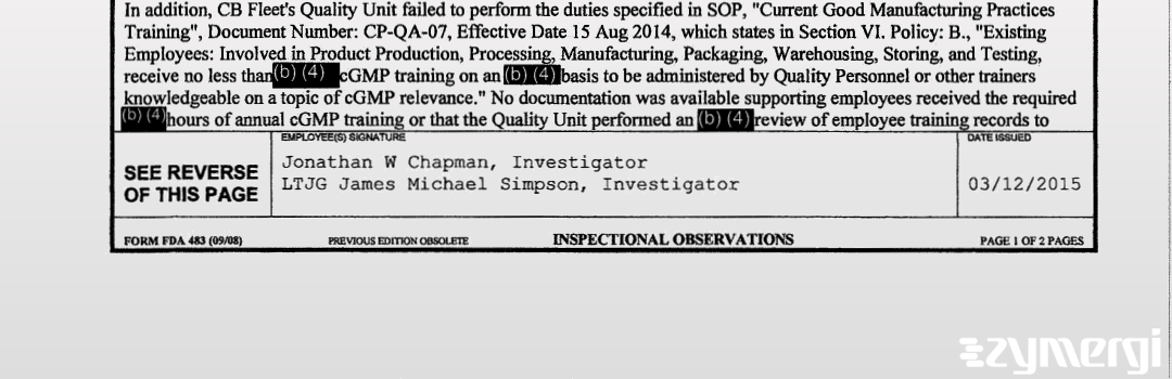 Jonathan W. Chapman FDA Investigator James M. Simpson FDA Investigator