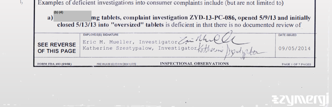 Eric M. Mueller FDA Investigator Katherine Szestypalow FDA Investigator