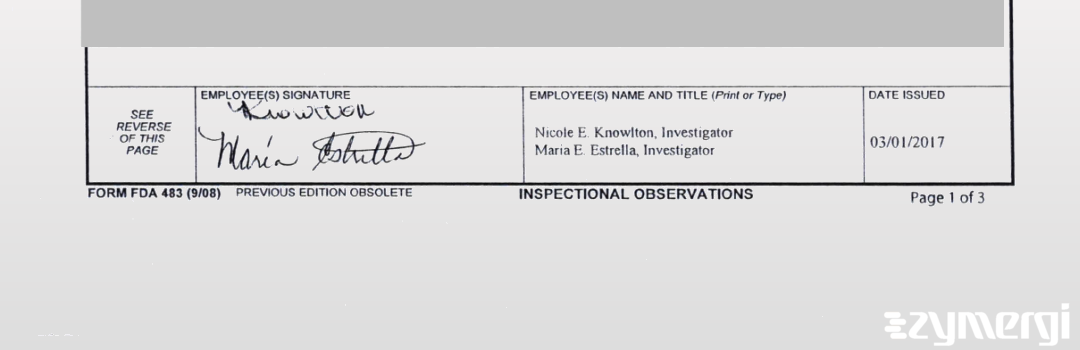Nicole E. Knowlton FDA Investigator Maria Estrella FDA Investigator 