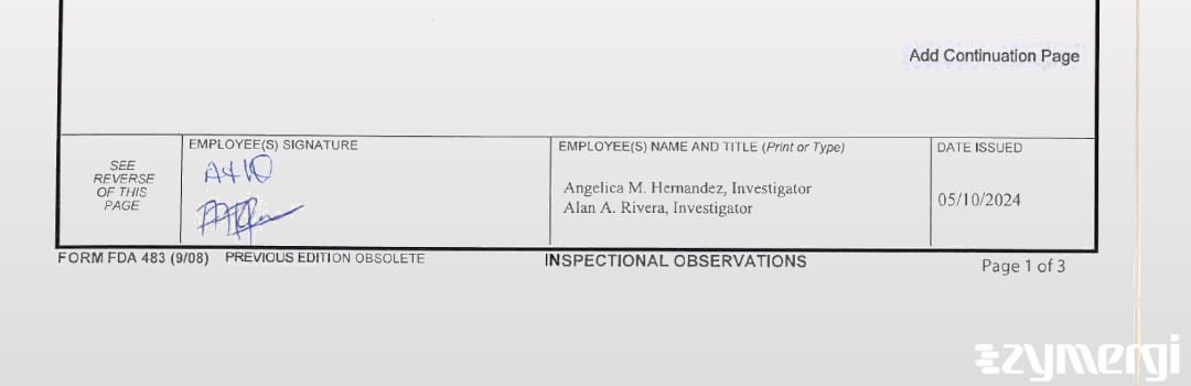 Angelica M. Hernandez FDA Investigator Alan A. Rivera FDA Investigator 