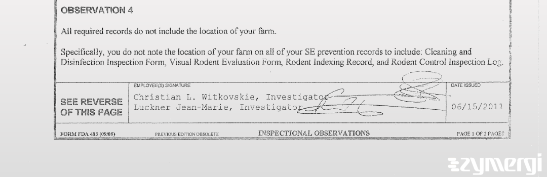 Luckner Jean-Marie FDA Investigator Christian L. Witkovskie FDA Investigator 