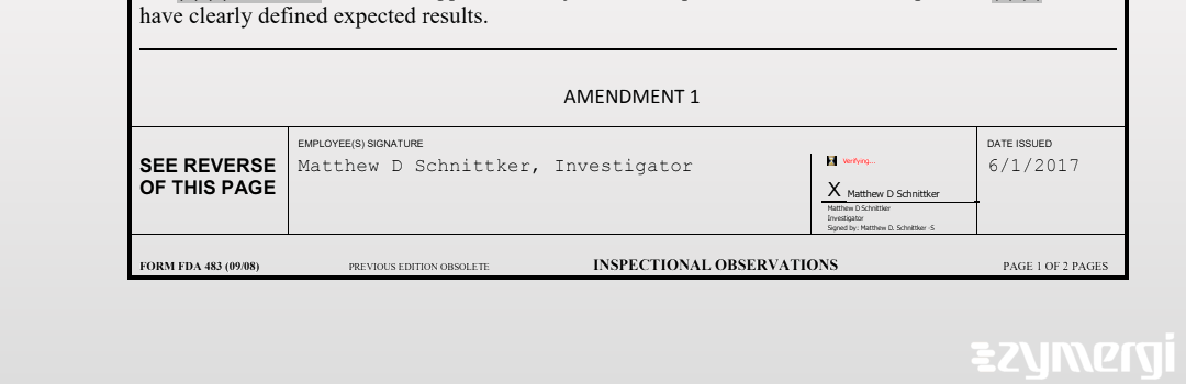 Matthew D. Schnittker FDA Investigator 