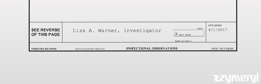 Lisa A. Warner FDA Investigator 