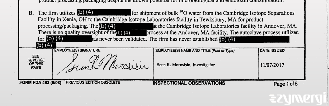 Sean R. Marcsisin FDA Investigator