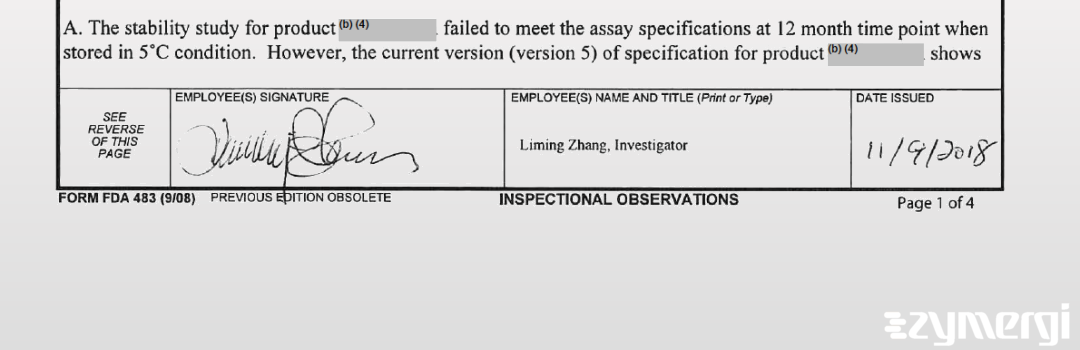 Liming Zhang FDA Investigator 