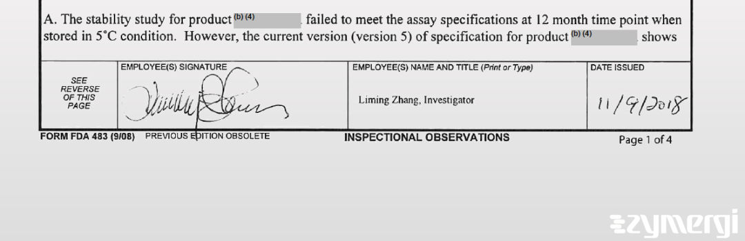 Liming Zhang FDA Investigator