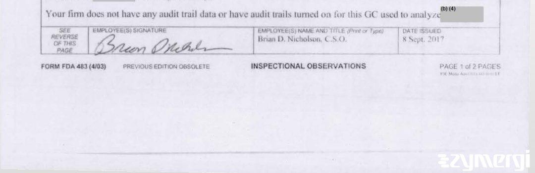 Brian D. Nicholson FDA Investigator