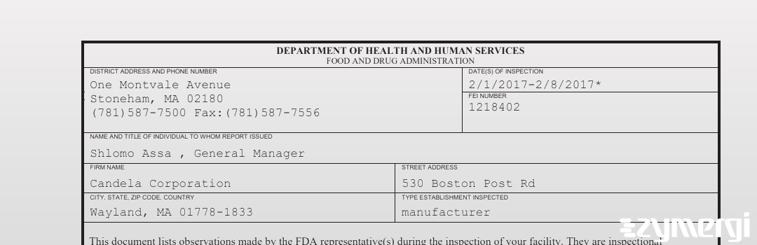 FDANews 483 Candela Corporation Feb 8 2017 top