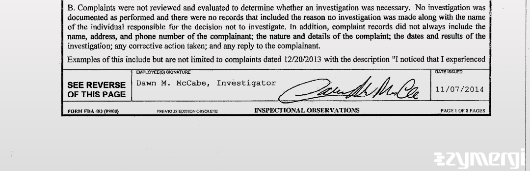 Dawn M. McCabe FDA Investigator