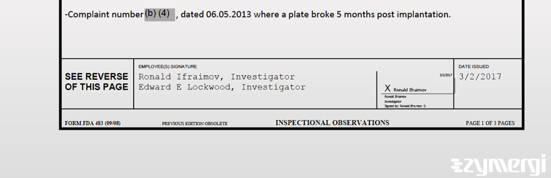 Edward E. Lockwood FDA Investigator Ronald Ifraimov FDA Investigator 