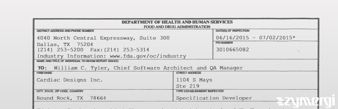 FDANews 483 Cardiac Designs Inc. Jul 2 2015 top