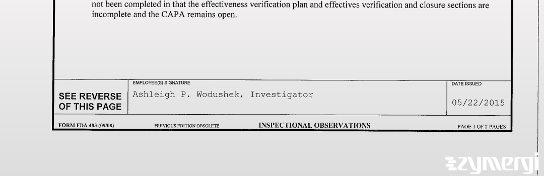 Ashleigh P. Wodushek FDA Investigator 