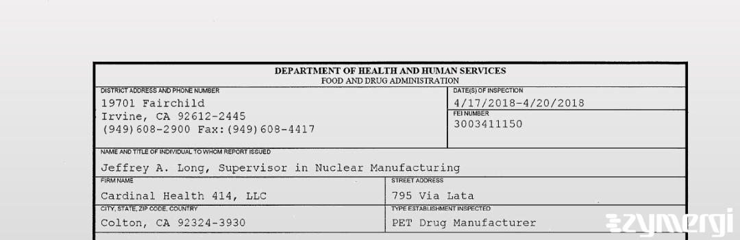 FDANews 483 Cardinal Health 414 LLC Apr 20 2018 top