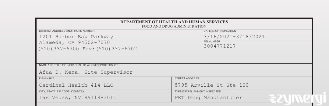 FDANews 483 Cardinal Health 414 LLC Mar 18 2021 top