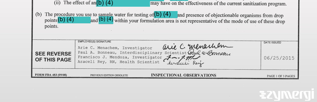 Paul A. Bonneau FDA Investigator Arie Menachem FDA Investigator 